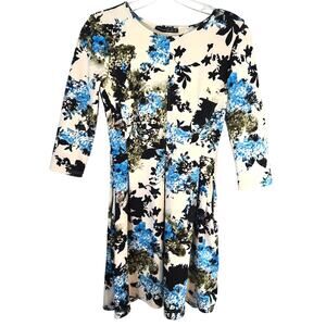 Atmosphere Women's Dress 8 Size Blue Print Floral Sleeves  Misses Medium M